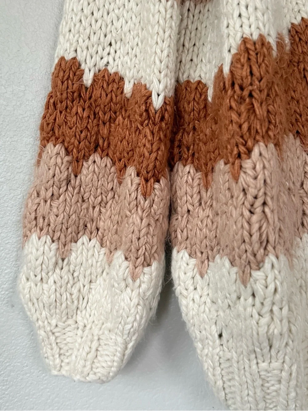 ANTHROPOLOGIE M Sadie & Sage Textured Stripe Sweater Chunky Cable Knit Cardigan